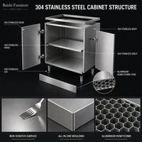 Meuble de cuisine moderne en acier inoxydable 304, unités murales blanc crème, personnalisables, modulaires, avec évier, robinet et charnières, fabrication OEM