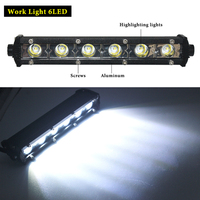 Barre lumineuse LED longue pour voiture à 6 lampes, rangée simple, pour conduite, camion, route, travail, éclairage de toit modifié, projecteur extérieur haute luminosité