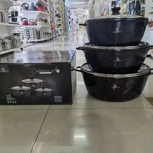 Châu Âu cao cấp 6-Piece nhôm Fry Pan Set 36-40-44cm nước dựa trên không dính đá lớp phủ Tempered Glass bếp đồ nấu nướng