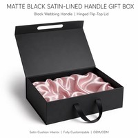 Boîte cadeau magnétique pliable noire avec poignée, logo personnalisé, boîte rigide pour bijoux, montre, emballage cadeau de luxe