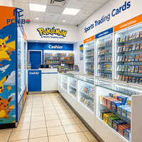 Conception d'intérieur personnalisée pour magasin de jouets en bois avec éclairage LED amovible, montage facile, présentoir pour cartes TCG PTCG