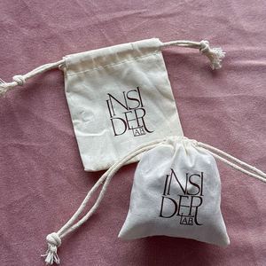 Personalized Cotton Bag Custom Logo Printed Cotton <b>Drawstring</b> Bag Jewelry <b>Pouch</b> With Double Strings Gift Jewelry Dust Bag - Product Image 1