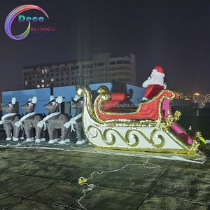 Nouveau design Décoration de Noël Père Noël <span class=keywords><strong>gonflable</strong></span> avec renne et traîneau en plein air - Product Image 5