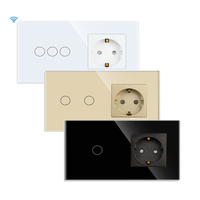 Bingoelec Home Tuya Interruptores y Enchufes Eléctricos Inteligentes WiFi de Pared con Pantalla Táctil de 1/2/3/4 Gang para la UE