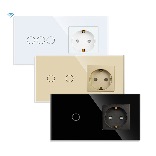 Bingoelec Home Tuya 1/2/3/4 Gang Wifi Wall Eu Smart Touch Electrical Switches and Sockets