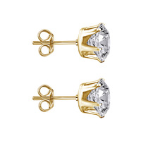 Clous d'Oreille Scintillants en Zircon Taille Brillant Rond, Plaqué Or 18K, en Acier Inoxydable – Boucles d'Oreille Zircon Diamant pour Femme