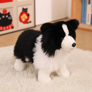 Peluche Border Collie réaliste, chien à poils longs, figurine en peluche, simulation de chien en position debout et allongée, décoration de bureau - Product Image 5
