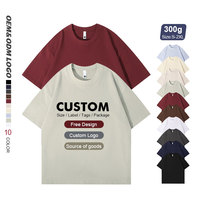 T-shirt pour homme en coton 100% pur, 300g, design imprimé personnalisé, logo brodé, col rond surdimensionné