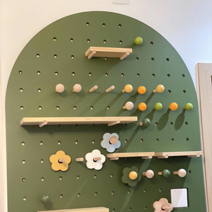Wooden Flower Pegboard <b>Shelf</b> Supports Morandi Colors <b>Pine</b> Material Easy Installation For Wall Storage Organization - Product Image 2