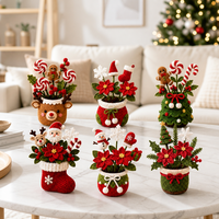 Vente en gros de plantes en pot de Noël au crochet, pot de fleurs en laine, décoration de Noël