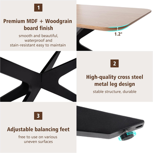 Table à manger rectangulaire spacieuse en MDF moderne personnalisée avec coins arrondis de sécurité pour meubles de salle à manger - Product Image 4