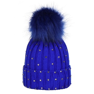 Chapeau d'hiver en perles pour filles Chapeau en fourrure artificielle Chapeaux pour bébés garçons <span class=keywords><strong>Bonnet</strong></span> à oreillettes en <span class=keywords><strong>laine</strong></span> tricotée Chapeaux pour enfants pour enfants - Product Image 2