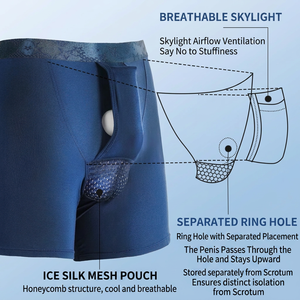 Calzoncillos bóxer CELINNE para hombre, de talle medio, de elastano y poliéster, transpirables, con diseño de soporte separado y abertura frontal. - Product Image 5