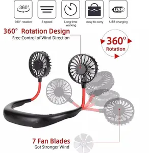 Hands free Neck Band Hängen Fan USB Aufladbare Dual Fan Mini Luftkühler 3 Geschwindigkeit Einstellbar für Sommer