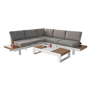 Ensemble de canapés d'angle en <span class=keywords><strong>bois</strong></span> et aluminium pour <span class=keywords><strong>salon</strong></span> de <span class=keywords><strong>jardin</strong></span> de luxe pour projet hôtelier, mobilier de patio extérieur - Product Image 6