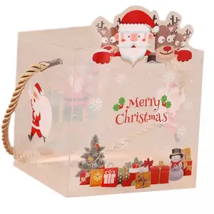 PVC شفافة حقائب للهدايا مع مقبض الحلوى مربع التعبئة والتغليف عيد الميلاد حمل أكياس