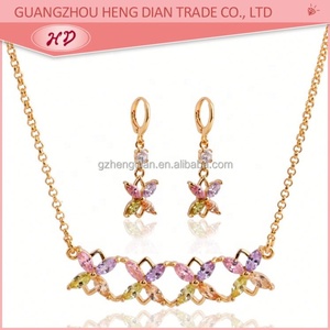 Juego de Joyería de Flores con Circonitas Cúbicas Multicolores Chapadas en Oro de 18K, Collar y Pendientes Colgantes, Accesorios Elegantes para Bodas y Fiestas - Product Image 5