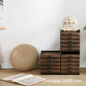 Tea Cake <b>Box</b> Wooden <b>Drawer</b> <b>Storage</b> Cabinet Multi Layer Tea Tray Rectangular Standing Type Shandong Origin - Product Image 3
