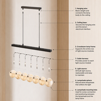 Lustre linéaire en albâtre espagnol de luxe sur mesure, LED, noir, pour salle de conférence, hôtel