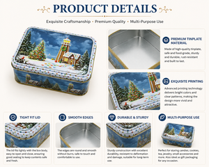 Custom Printed Eco-Friendly Recyclable <b>Rounded</b> Rectangle Christmas Tinplate <b>Box</b> Food Grade Storage Holiday Biscuit Candy Gift - Product Image 2