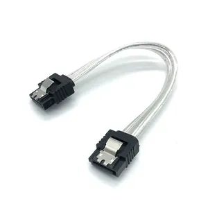 YXY SATA 6 Gb/s 7P Pin Kabel dengan Kunci/Kait 10 Cm Putih Transparan