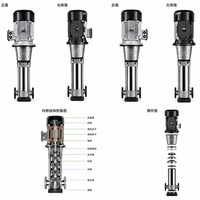 Pompe verticale multi-étages à faible vibration et fonctionnement stable, pompe de surpression d'eau domestique en acier inoxydable à économie d'énergie