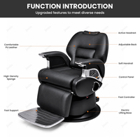 Fauteuil de barbier JOXIN avec dossier inclinable de 93 à 135 degrés, fauteuil de salon hydraulique pour le toilettage et les coupes de cheveux haut de gamme pour hommes