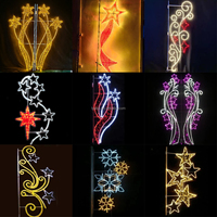 Decoración Navideña Personalizada para Exteriores, Motivo de Poste de Navidad con Marco de Hierro Impermeable con Luces LED 2D, para Calle, Parque, Festival, Paisaje