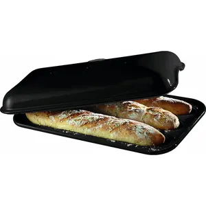Bandeja de pão francês cerâmica Bakeware Baking Pan porcelana para forno com malha para baguette antiaderente padaria bandeja placa de pão