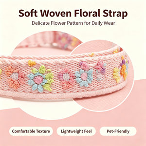 Collar de Encaje Colorido con Flores para Mascotas, Lindo Collar Decorativo con Campana, Accesorio de Collar Ajustable para Gatos y Perros Pequeños - Product Image 3