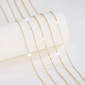 Custom all kinds of 925 sterling silver rose gold plated cable wave bead box rope chain necklaces accessories findings