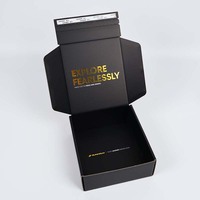 Boîtes en papier noir mat de luxe avec logo en feuille d'or personnalisé Boîte d'expédition en carton ondulé Boîte d'emballage postal en carton Chapeaux