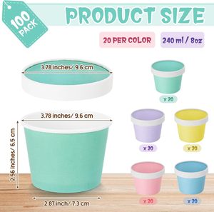 Soup Paper Cup Bowl 8oz 12oz 16oz Ice Cream Cup With Lid Disposable Kraft Soup <b>Tub</b> Eco-Friendly Degradable - Product Image 2