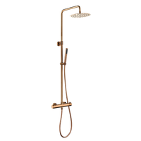 Mitigeur de douche thermostatique brossé style hôtelier avec barre coulissante et jet pluie - Ensemble mural moderne et minimaliste en acier inoxydable 304 avec cartouche céramique