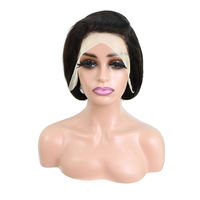 Perruques Courtes en Cheveux Humains Vierge Péruviens Remy, Lace Front 13x4, pour Femmes - Vente en Gros