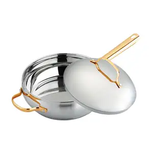 Factory Supplier Food Grade Round Kitchen Pans 26 cm 316 Stainless Steel Frying Pan With Lid