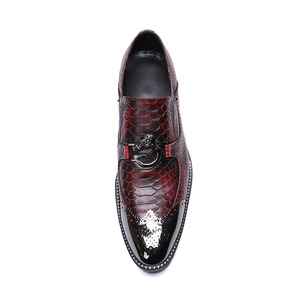 Chaussures habillées de luxe pour hommes, style Oxford plates à bout pointu en cuir bordeaux, à enfiler, pour l'automne, modèle tendance - Product Image 4