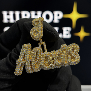 <b>Custom</b> <b>Name</b> Hip Hop Style Pendant with J Letter Bail 925 Sterling Silver VVS Moissanite Gold Plated Iced Unisex <b>Necklace</b> Charm - Product Image 1