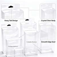 Boîtes pliantes transparentes multi-tailles en PVC avec languette de suspension pour présentation de porte-clés, écouteurs, jouets et marchandises