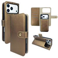 Étui portefeuille magnétique détachable en cuir PU de luxe avec fermeture à pression métallique, protection antichoc pour iPhone 18 17 16