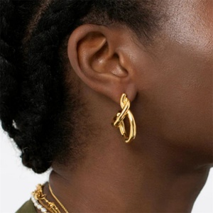 High End Jewelry Stainless Steel Art <b>Earring</b> 18k Gold Plated Irregularity <b>Stud</b> <b>Earring</b> - Product Image 4