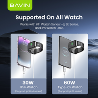 BAVIN CB339 PVC 2 en 1 2,5 W tipo C USB C cargador inalámbrico reloj inteligente cable uSB con cable de carga de teléfono móvil