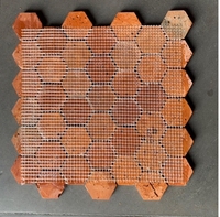 Placage de brique mosaïque personnalisé brique d'argile rouge rurale mosaïque de pierre hexagonale argile antique brique rouge mosaïque mur placages de carreaux de pierre