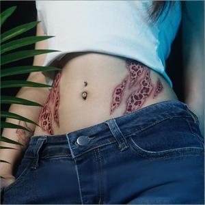 Autocollant de tatouage temporaire intégral imprimé par transfert à l'eau, motif tête de léopard et papillon scintillant, rose, résistant à l'eau, longue durée - Product Image 2