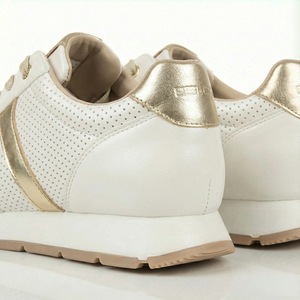 Zapatillas Deportivas Casuales Blancas Perforadas para Mujer <span class=keywords><strong>con</strong></span> Detalles Dorados, Zapatillas Deportivas Casuales Blancas Transpirables para Mujer, Zapatos Cómodos para Todo el Día - Product Image 2
