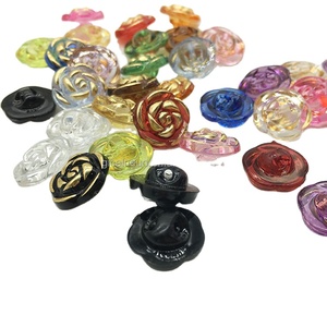 Bottoni in Acrilico Puro Ecologici a Forma di Rosa con Bordo Dorato, Decorazione con Diamanti e Paillettes per Cucito e Fai-da-Te - Product Image 2