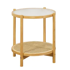 New 2024 Design Round Table For Living Room Furniture Bamboo Rattan Coffee Table