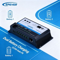 Contrôleur de charge solaire PWM double batterie EPEVER EPIPDB COM 10A 20A 12V 24V Auto pour système solaire de camping-car, caravane, bateau marin