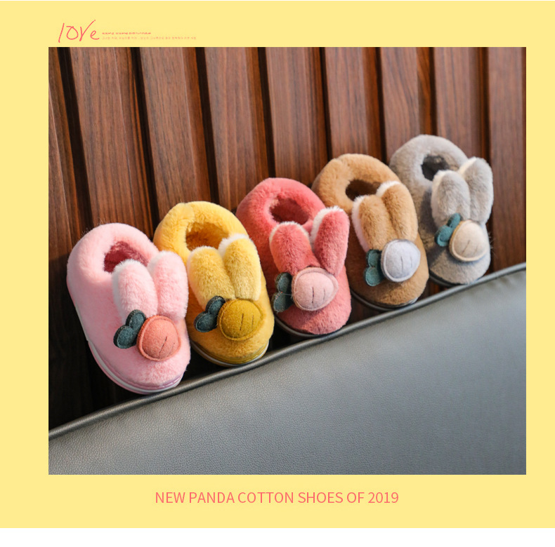 Children's Cotton Slipper Girl Winter Indoor Cute Cartoon Anti-slip Kids House Slippers