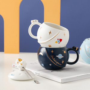 Nordic Style <b>Gift</b> <b>Box</b> Cartoon Rocket Planet Space Astronaut Water <b>Large</b> Capacity Ceramic Coffee Cute Breakfast Milk Mug - Product Image 1